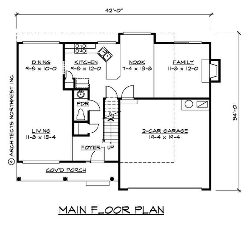 Floor Plan First Story of Colonial Plan #115-1360