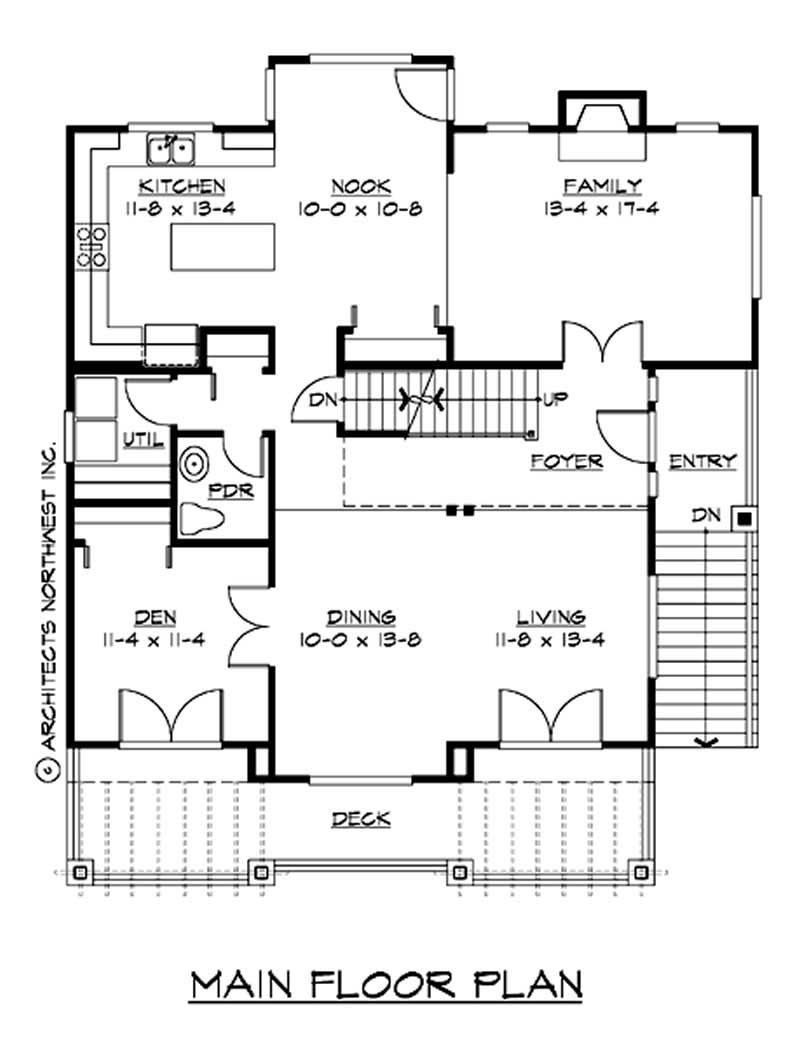 Floor Plan First Story of Multi-Level Plan #115-1361