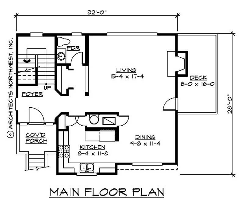 Floor Plan First Story of Multi-Level Plan #115-1362