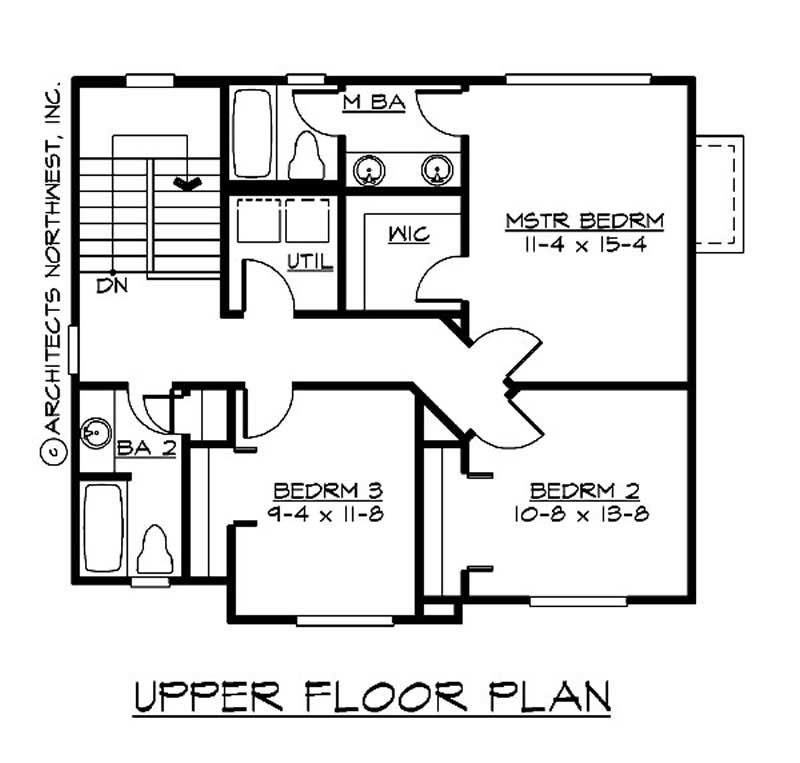 Floor Plan Second Story of Multi-Level Plan #115-1362