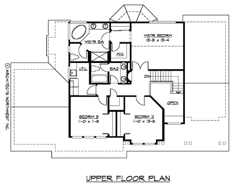 Floor Plan Second Story of Craftsman Plan #115-1363