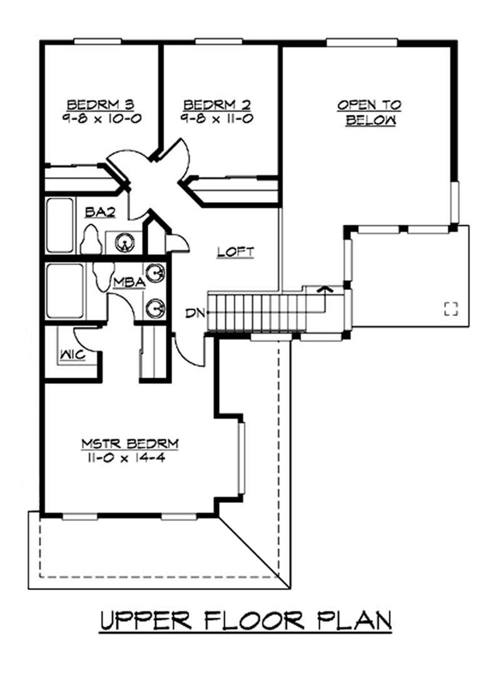 Floor Plan Second Story of Traditional Plan #115-1364