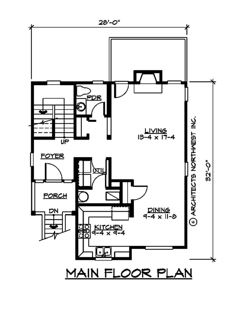 Floor Plan First Story of Multi-Level Plan #115-1365