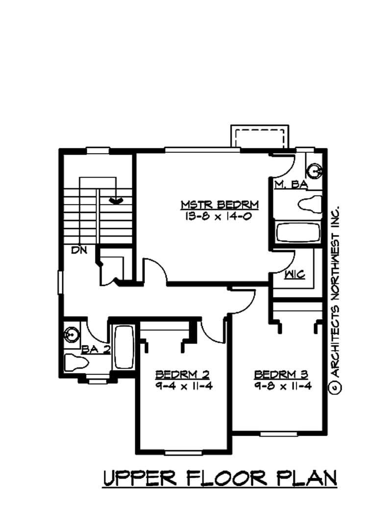Floor Plan Second Story of Multi-Level Plan #115-1365