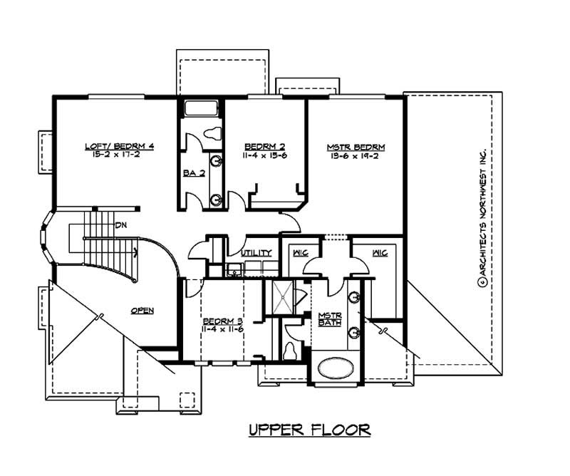 Floor Plan Second Story of Craftsman Plan #115-1367