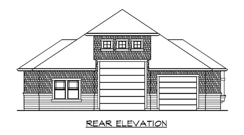 Home Plan Rear Elevation of this 1-Bedroom,585 Sq Ft Plan -115-1369