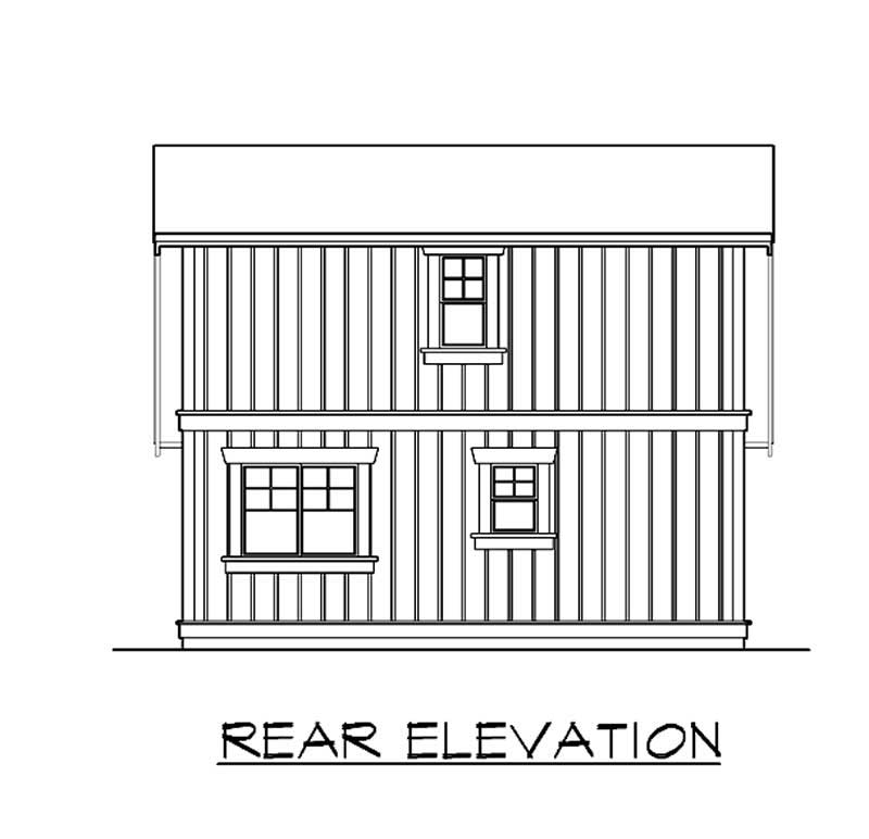 Home Plan Rear Elevation of this 2-Bedroom,1000 Sq Ft Plan -115-1370