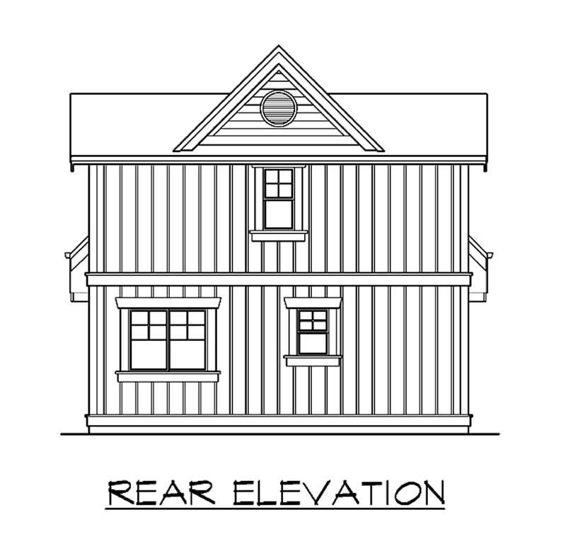 Home Plan Rear Elevation of this 2-Bedroom,1000 Sq Ft Plan -115-1371