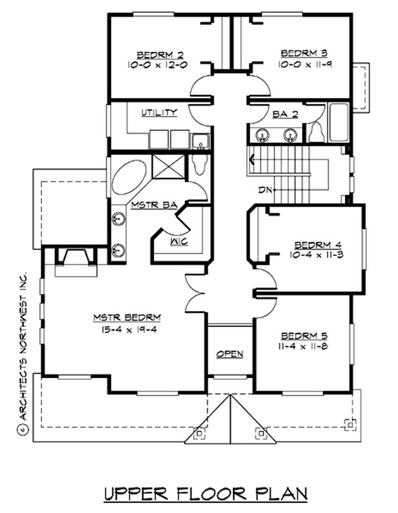 Floor Plan Second Story of Multi-Level Plan #115-1373