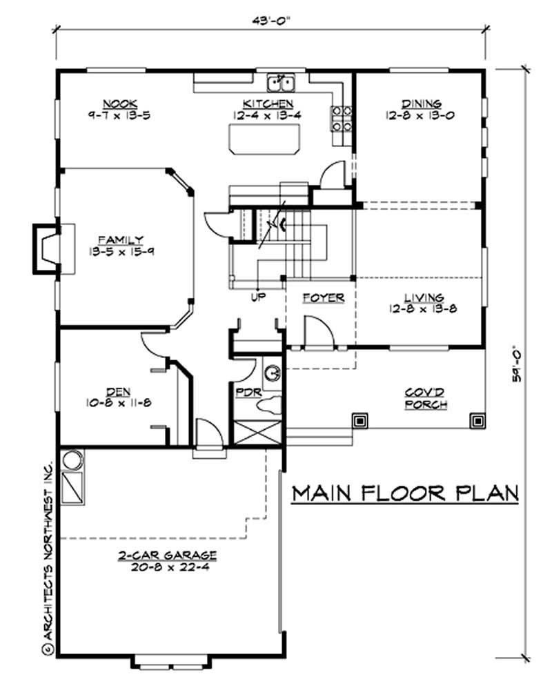 Floor Plan First Story of Craftsman Plan #115-1374
