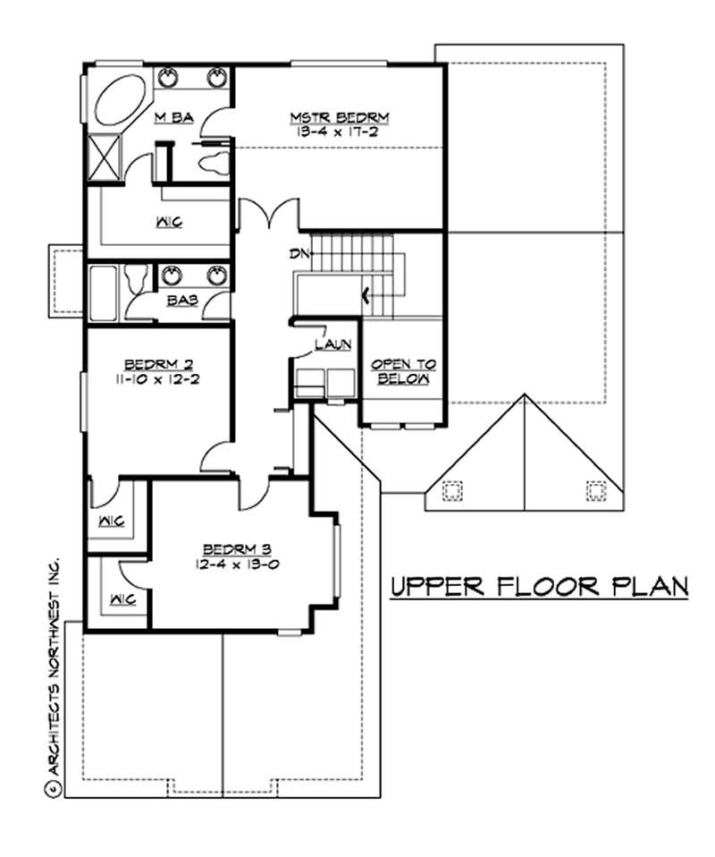 Floor Plan Second Story of Craftsman Plan #115-1374