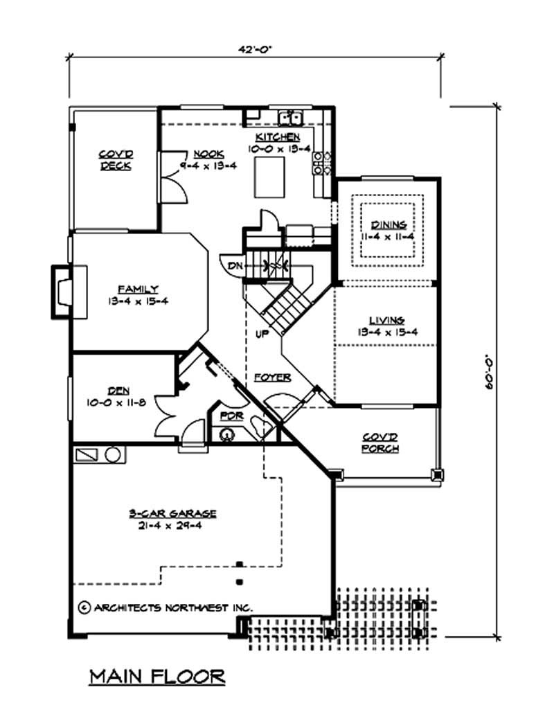 Floor Plan First Story of Multi-Level Plan #115-1375