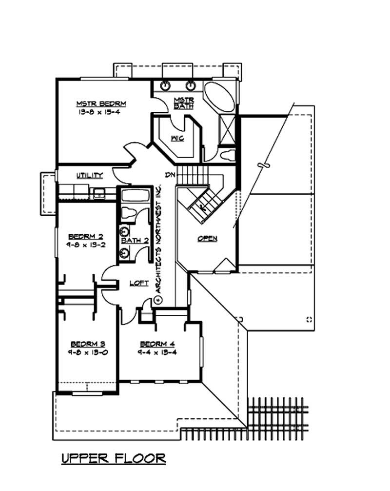 Floor Plan Second Story of Multi-Level Plan #115-1375