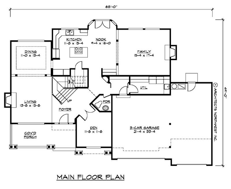 Floor Plan First Story of Ranch Plan #115-1376