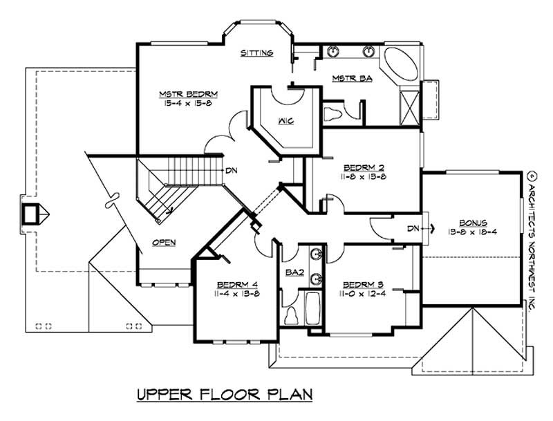 Floor Plan Second Story of Ranch Plan #115-1376