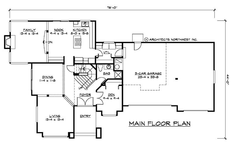 Floor Plan First Story of European Plan #115-1377