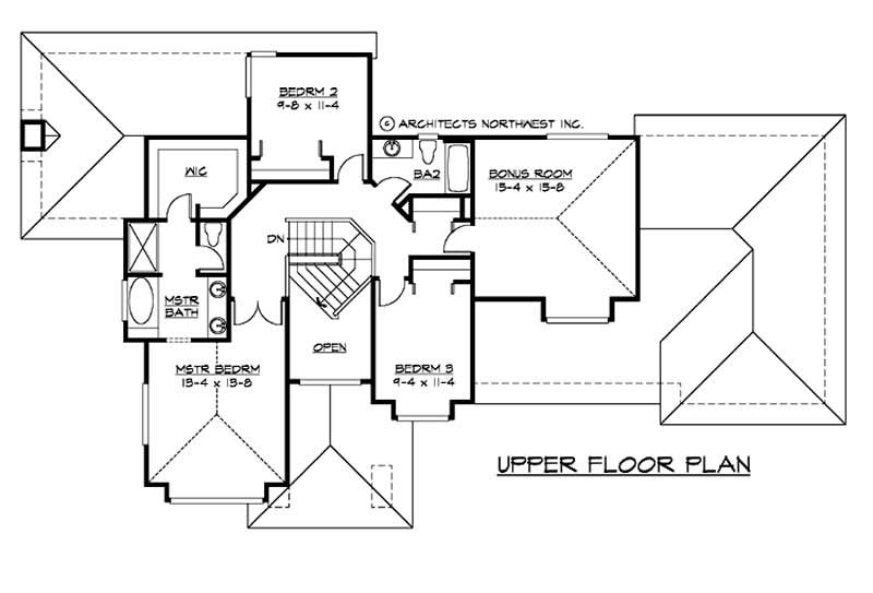 Floor Plan Second Story of European Plan #115-1377