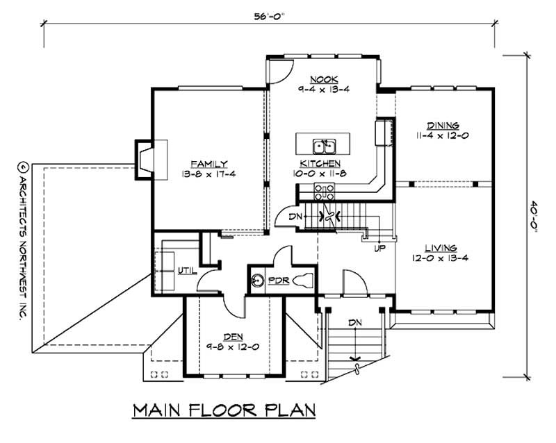 Floor Plan First Story of Multi-Level Plan #115-1380