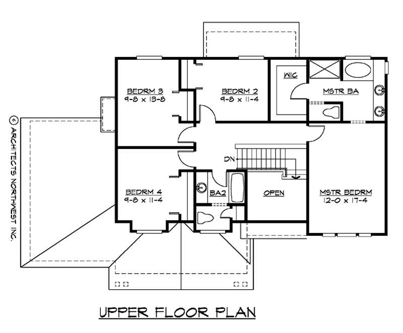 Floor Plan Second Story of Multi-Level Plan #115-1380