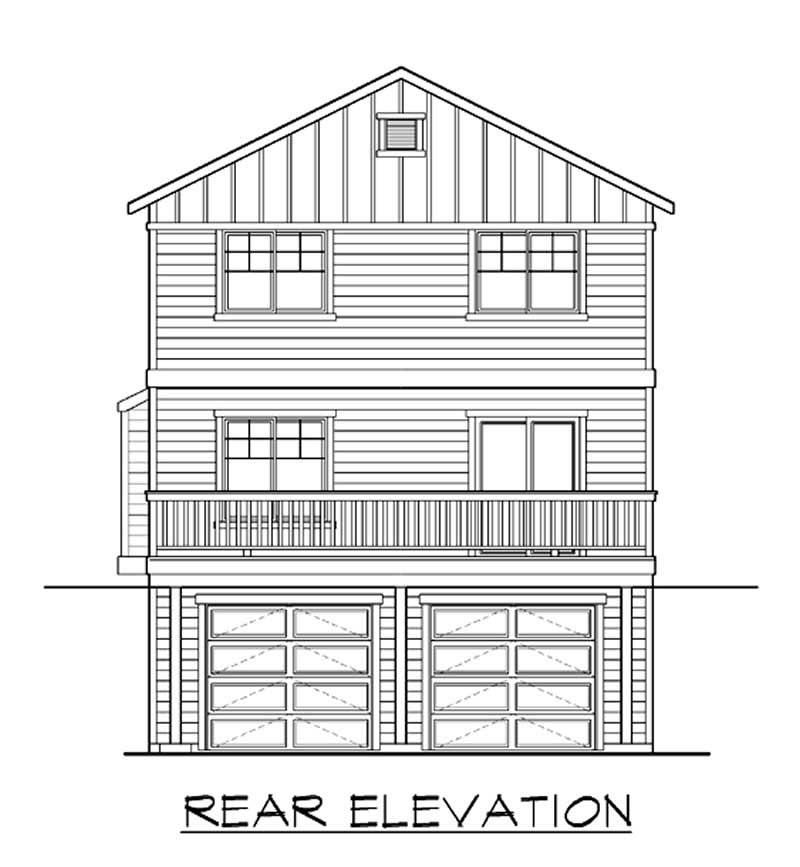 Home Plan Rear Elevation of this 4-Bedroom,2457 Sq Ft Plan -115-1381