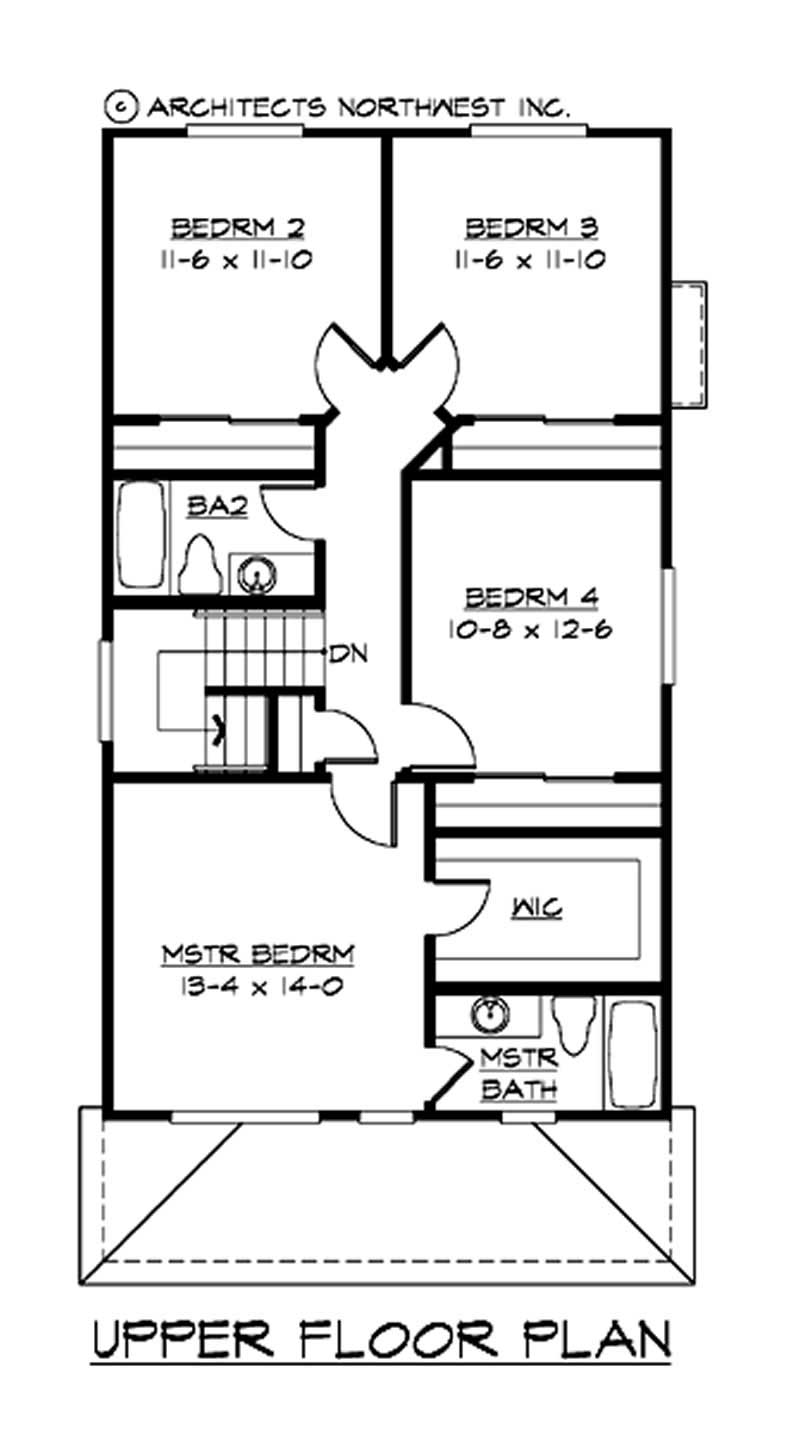 Floor Plan Second Story of Multi-Level Plan #115-1381