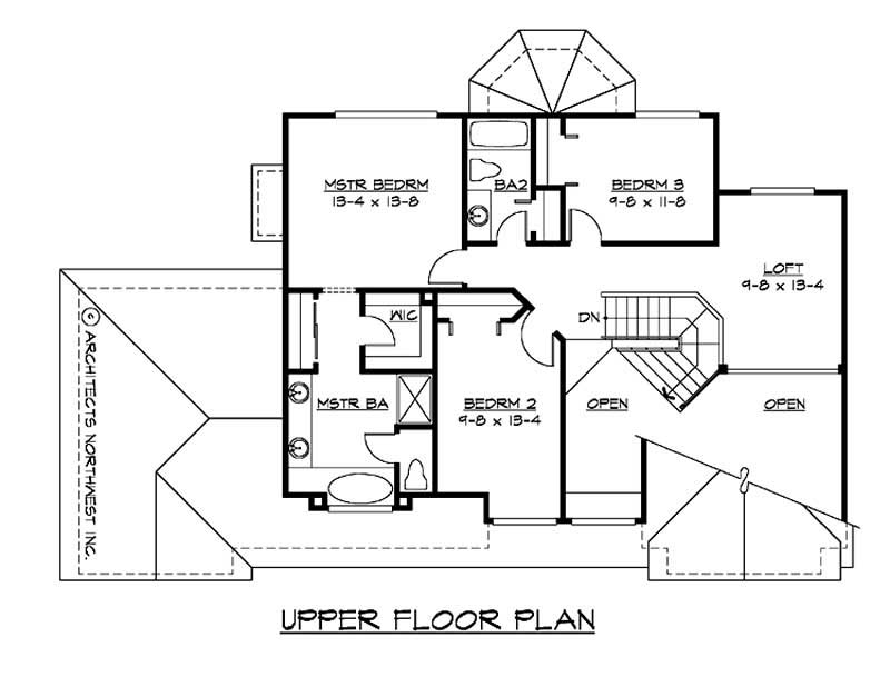 Floor Plan Second Story of Ranch Plan #115-1382