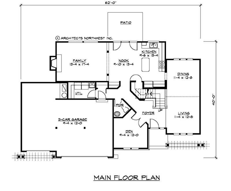 Floor Plan First Story of Ranch Plan #115-1383