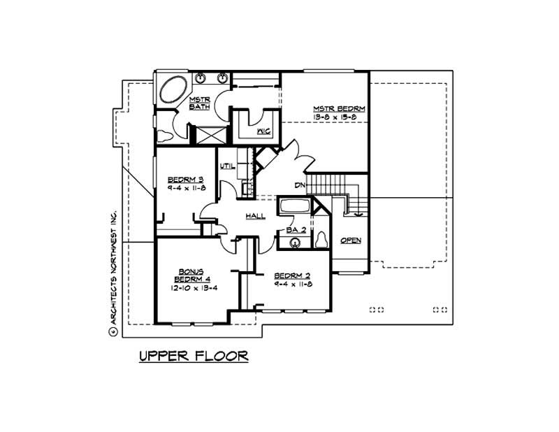 Floor Plan Second Story of Ranch Plan #115-1385