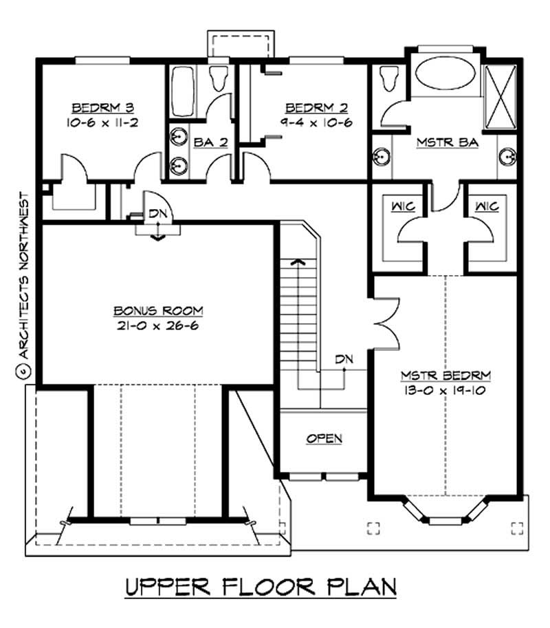Floor Plan Second Story of Ranch Plan #115-1386