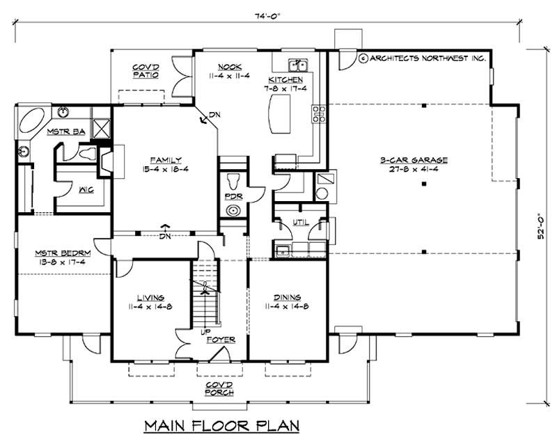 Floor Plan First Story of Cape Cod Plan #115-1388