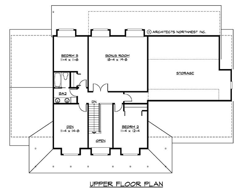 Floor Plan Second Story of Cape Cod Plan #115-1388