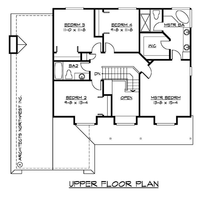 Floor Plan Second Story of Cape Cod Plan #115-1390