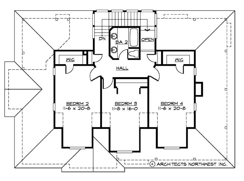 Floor Plan Second Story of Cape Cod Plan #115-1391