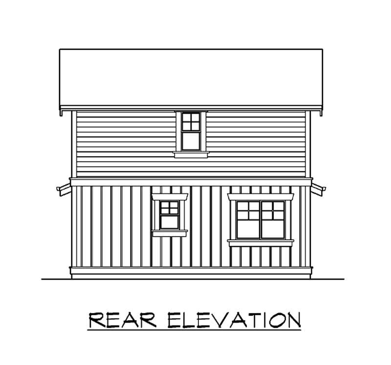 Home Plan Rear Elevation of this 1-Bedroom,1000 Sq Ft Plan -115-1392