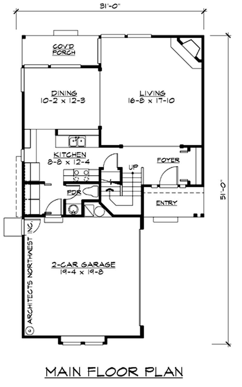 Floor Plan First Story of Multi-Level Plan #115-1393