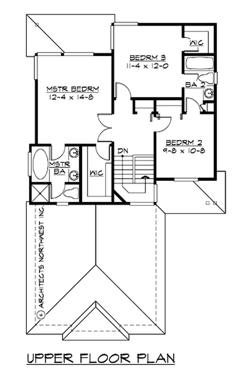 Floor Plan Second Story of Multi-Level Plan #115-1393
