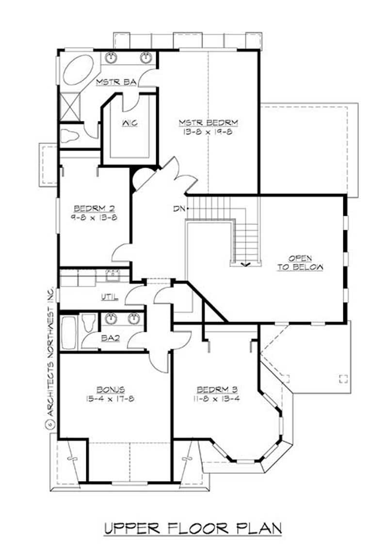 Floor Plan Second Story of Craftsman Plan #115-1397