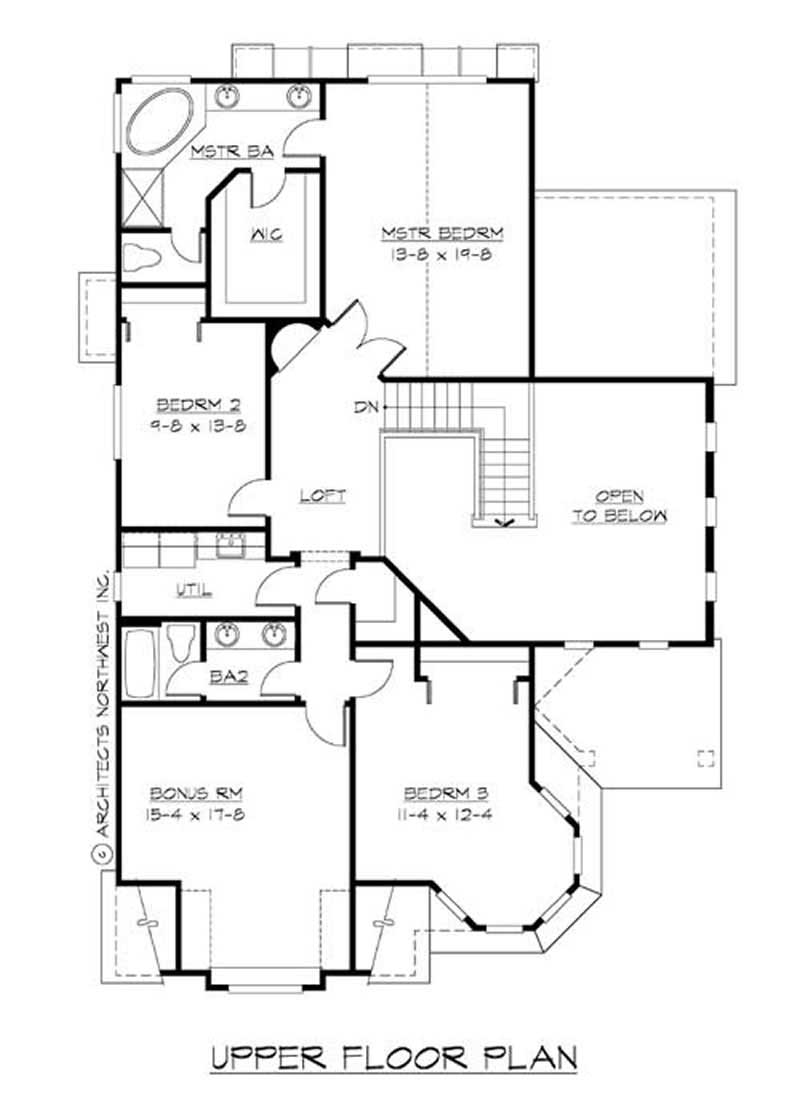 Floor Plan Second Story of Craftsman Plan #115-1398