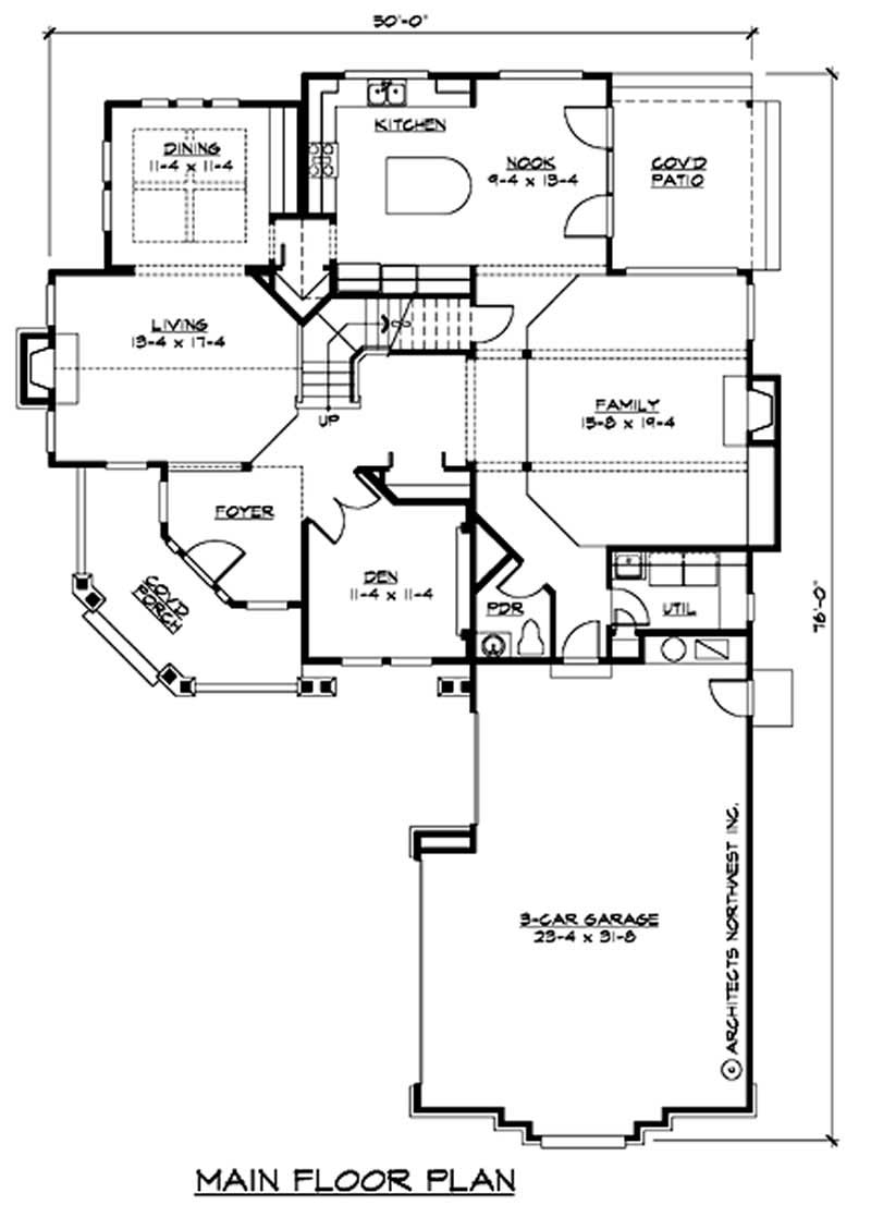 Floor Plan First Story of Craftsman Plan #115-1399