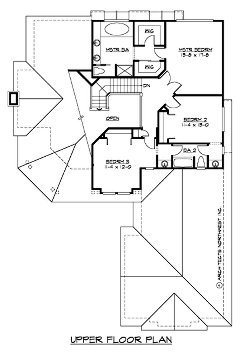 Floor Plan Second Story of Craftsman Plan #115-1399