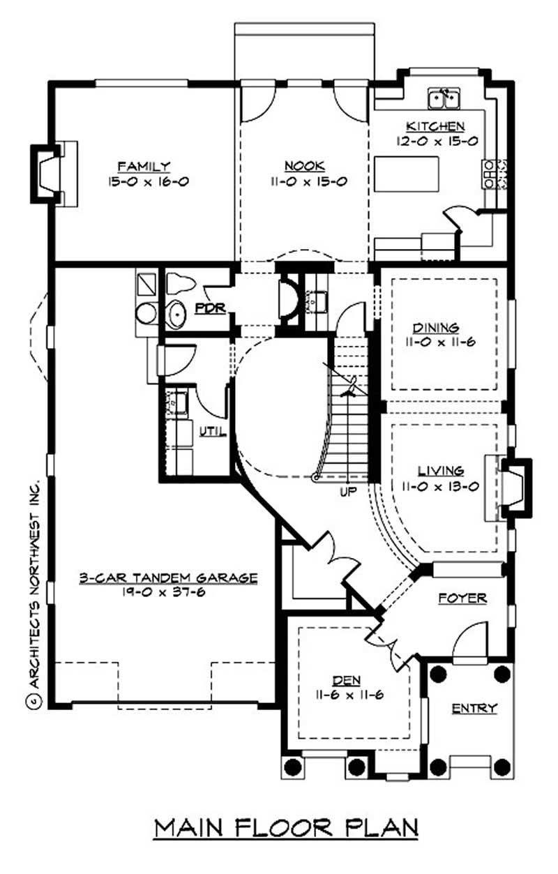 Floor Plan First Story of Tudor Plan #115-1401
