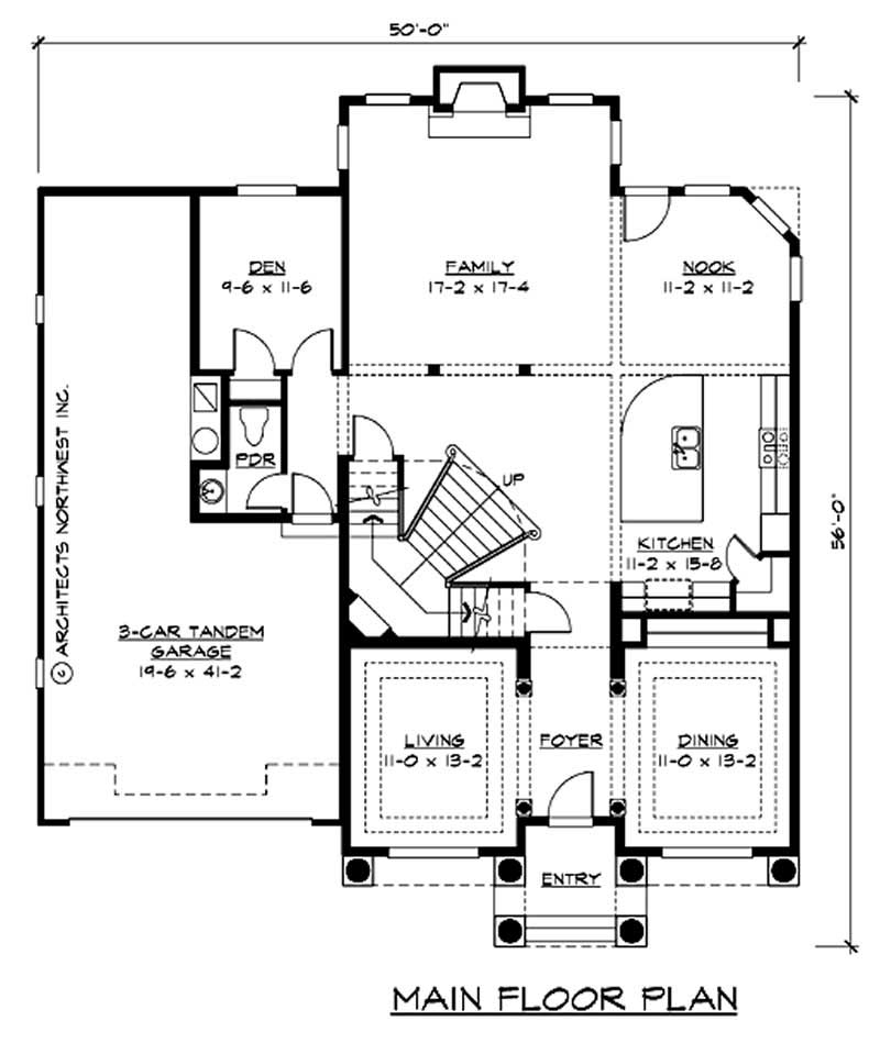 Floor Plan First Story of Georgian Plan #115-1402