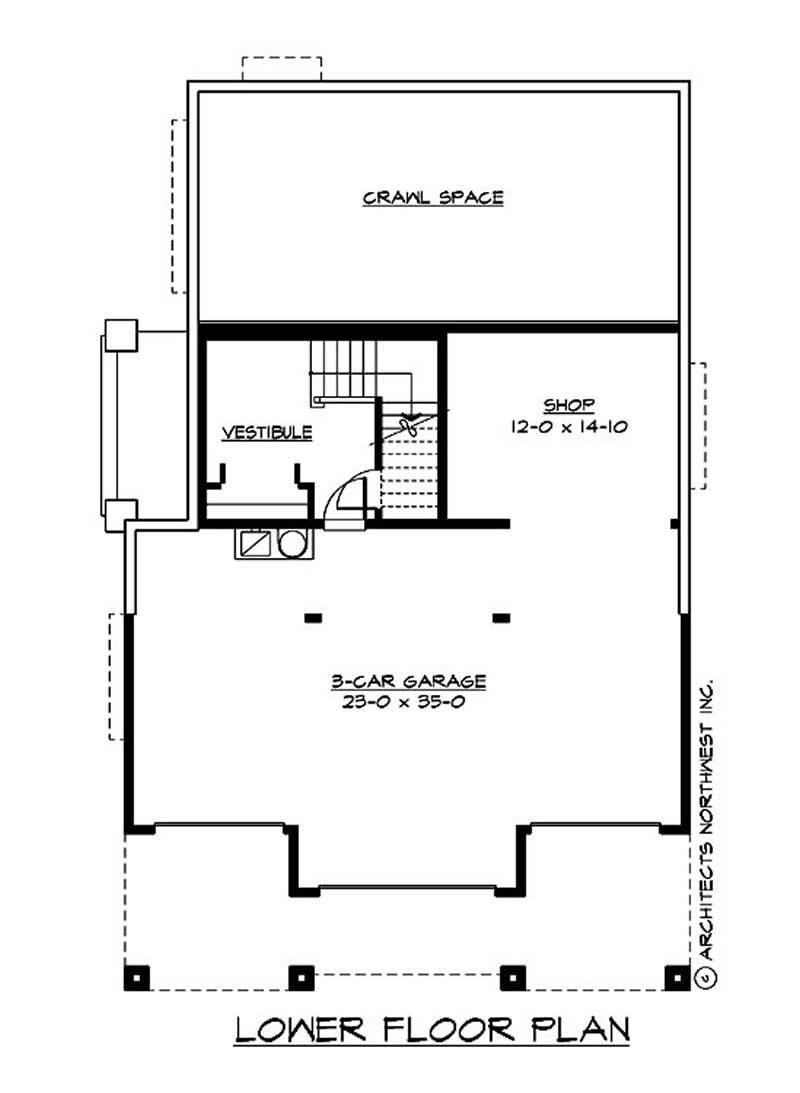Floor Plan Basement of Craftsman Plan #115-1403