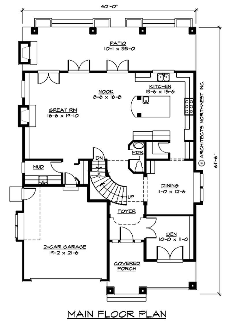 Floor Plan First Story of Craftsman Plan #115-1405