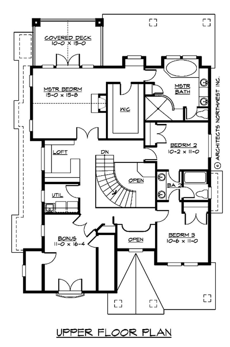 Floor Plan Second Story of Craftsman Plan #115-1405
