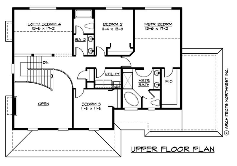 Floor Plan Second Story of Farmhouse Plan #115-1406