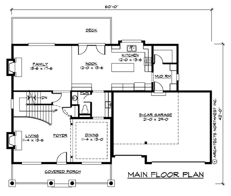 Floor Plan First Story of Farmhouse Plan #115-1406