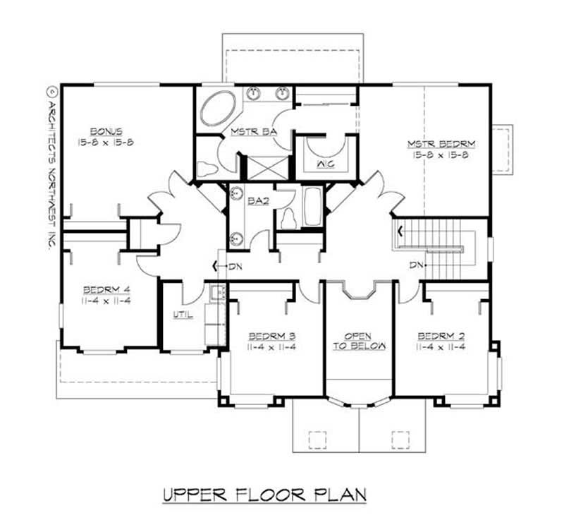 Floor Plan Second Story of Traditional Plan #115-1408
