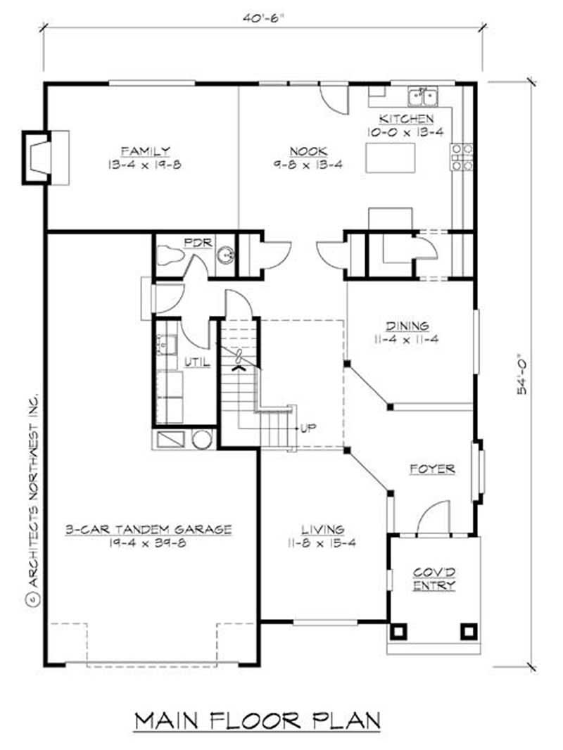 Floor Plan First Story of Shingle Plan #115-1415