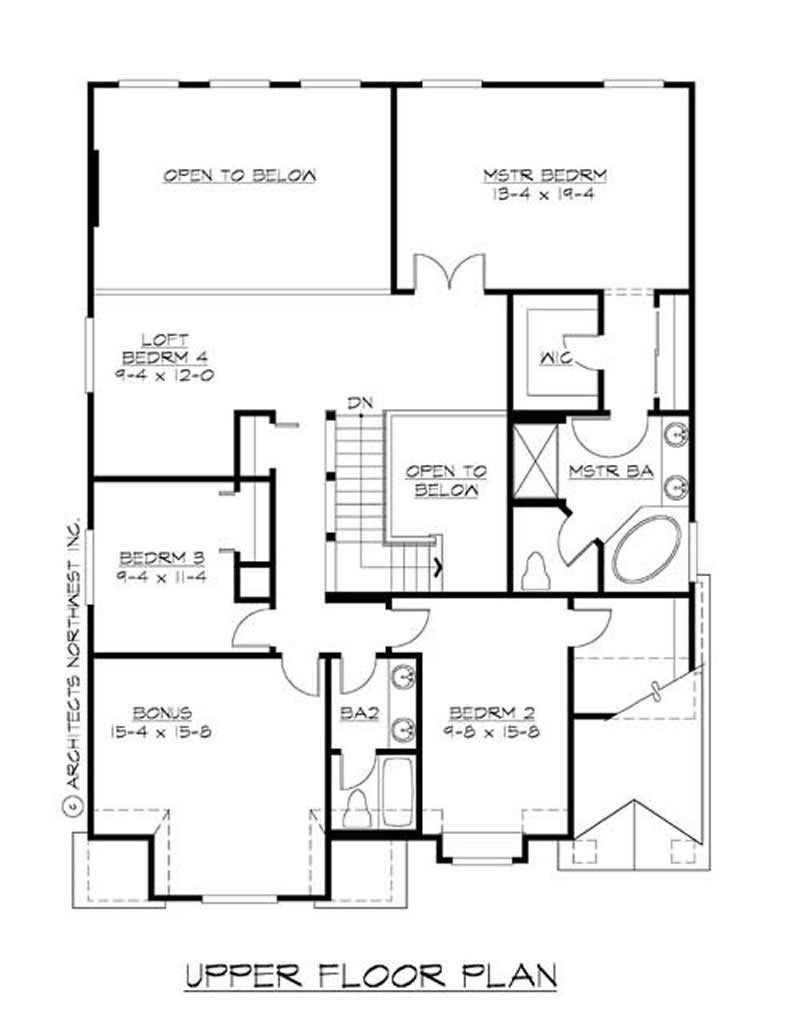 Floor Plan Second Story of Shingle Plan #115-1415